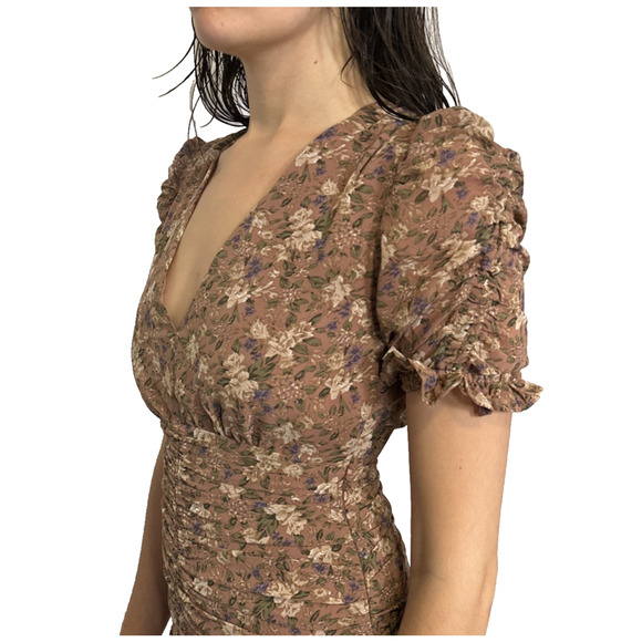 ASTR the label Short Sleeved Shirred Front Floral Mini Dress Size XS - Picture 5 of 11